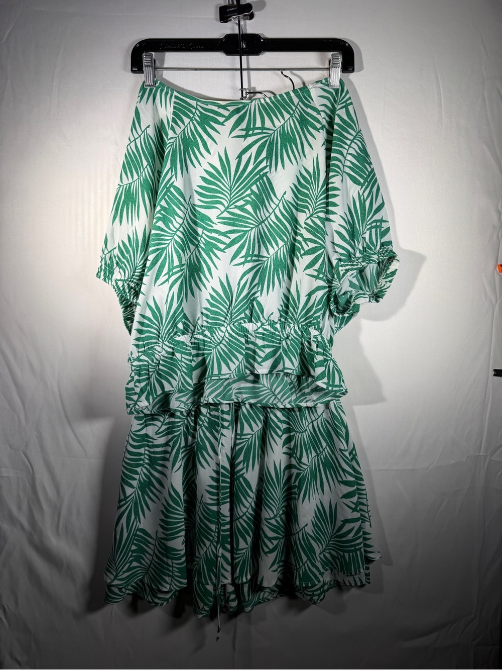 Green Palm Print Women's Two-Piece Skort Set size L